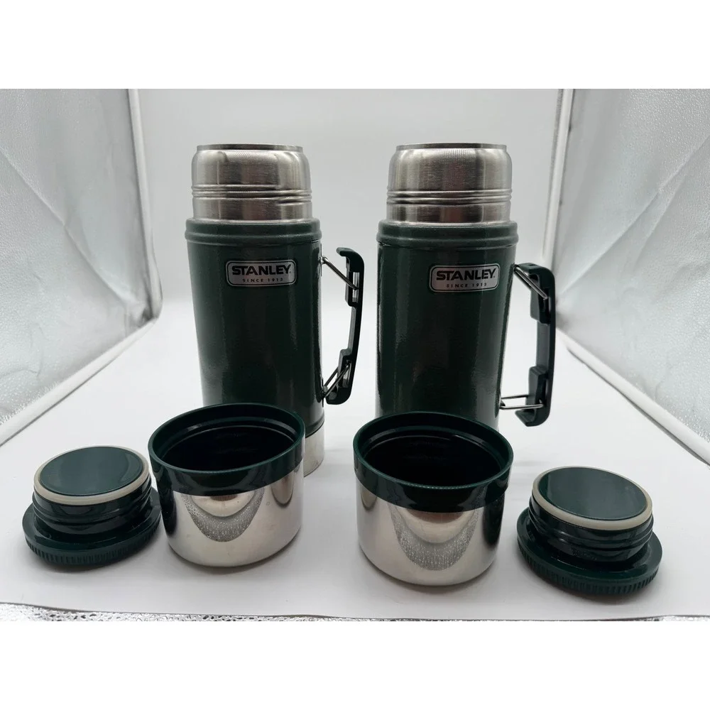 Stanley Classic Vacuum Insulated Thermos 24oz Green Set of 2 Never Used - Picture 3 of 5